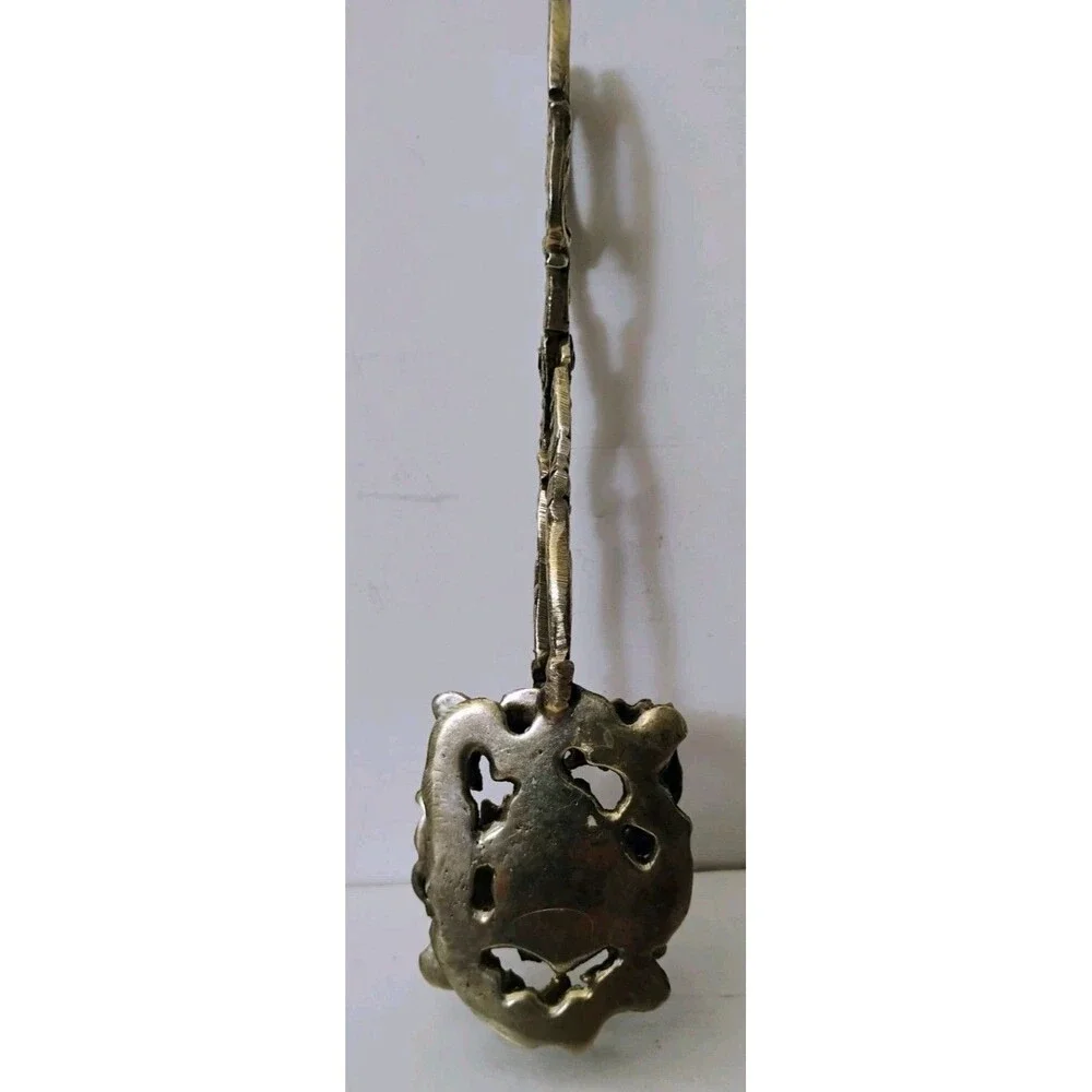Vintage Italian Gothic Gargoyle Ornate Brass Scissor Serving Tongs Pastry Toast